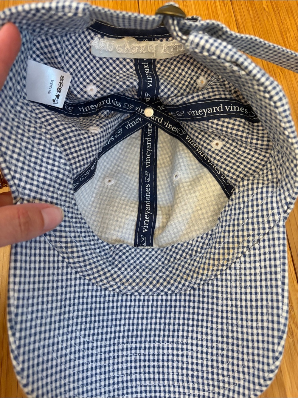 Vineyard Vines Navy & White Gingham Whale Hat - Picture 2 of 3